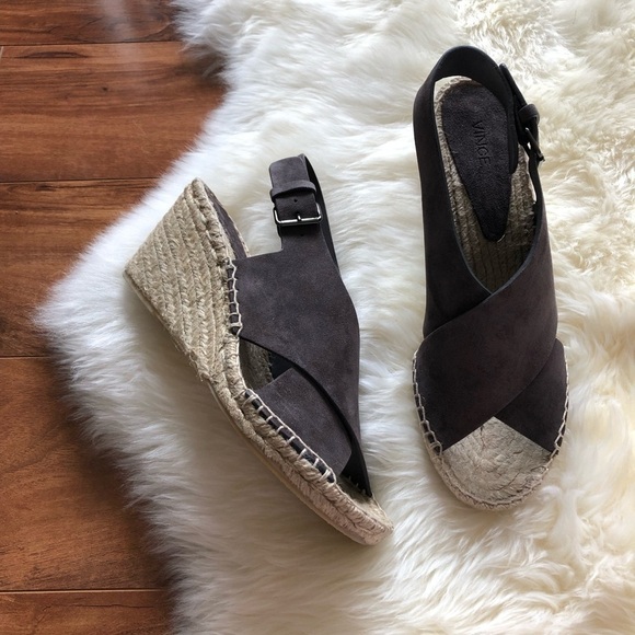 Vince Sabrina Espadrille Brown Suede Wedge Sandal - Picture 3 of 8